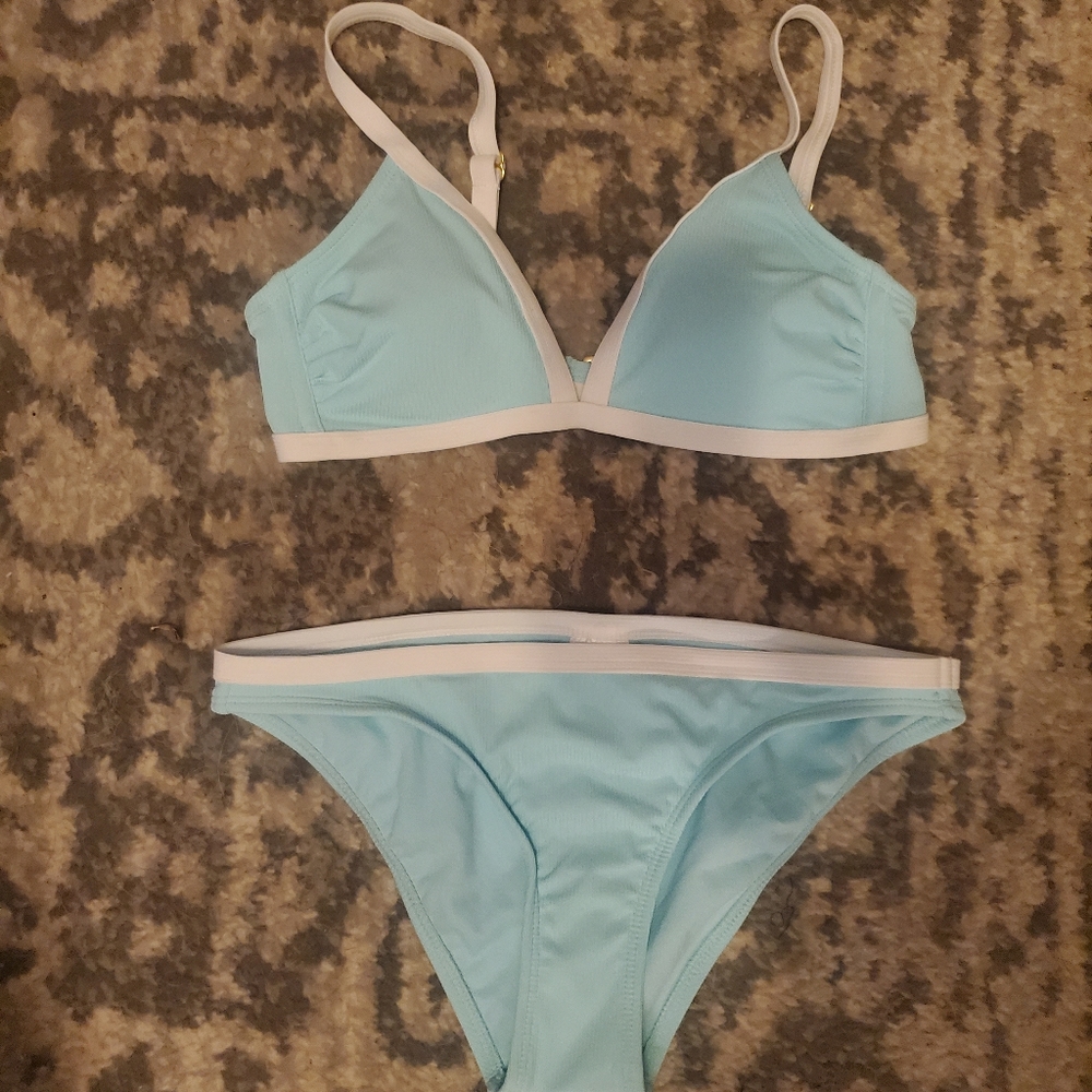 Small xhilaration light blue and white bikini